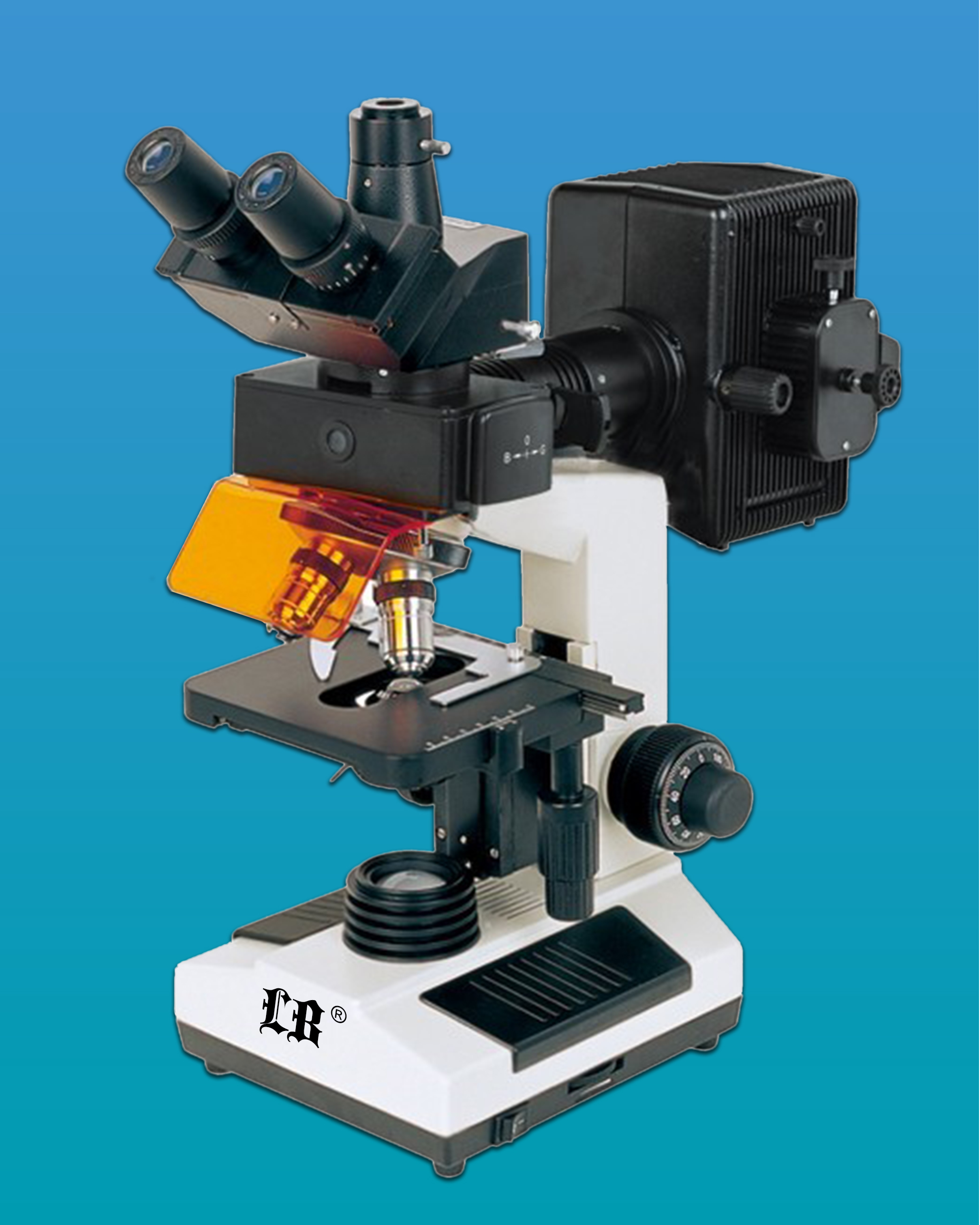 LB-208T Fluorescent Biological Trinocular Microscope with Achromatic Objective 4×, 10×, 40×, 100×